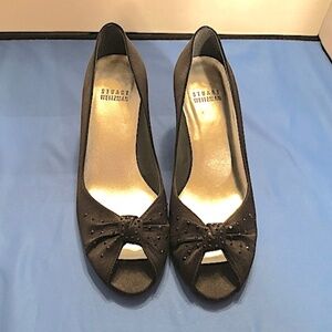 STUART WEITZMAN BLACK OPEN-TOE BOW PUMPS SIZE 5M